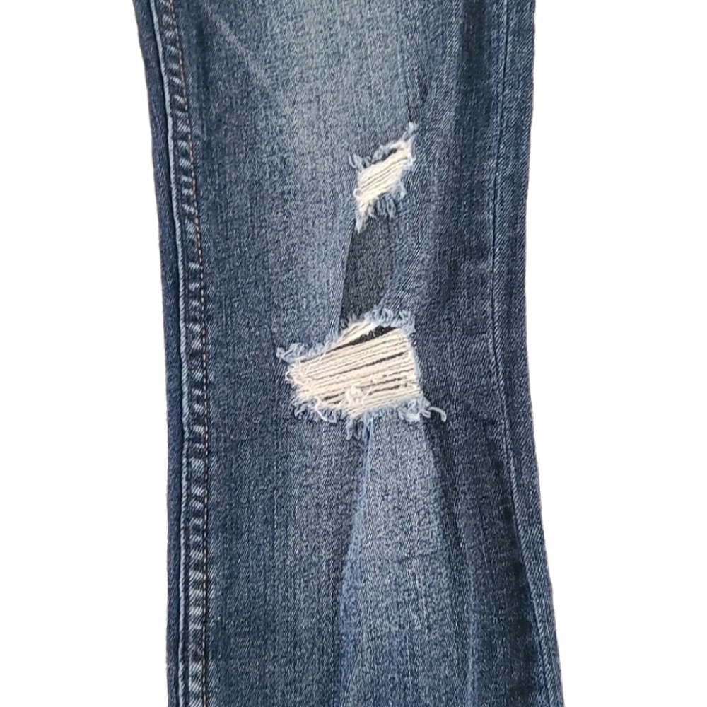 ZARA Trafaluc Distressed Skinny Jeans XS 2 Dark Wash Stretch Ripped Denim Y2K - Picture 11 of 16